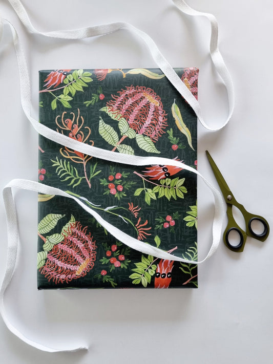 Wrapping Paper - Scarlet Botanical (Six Sheets)