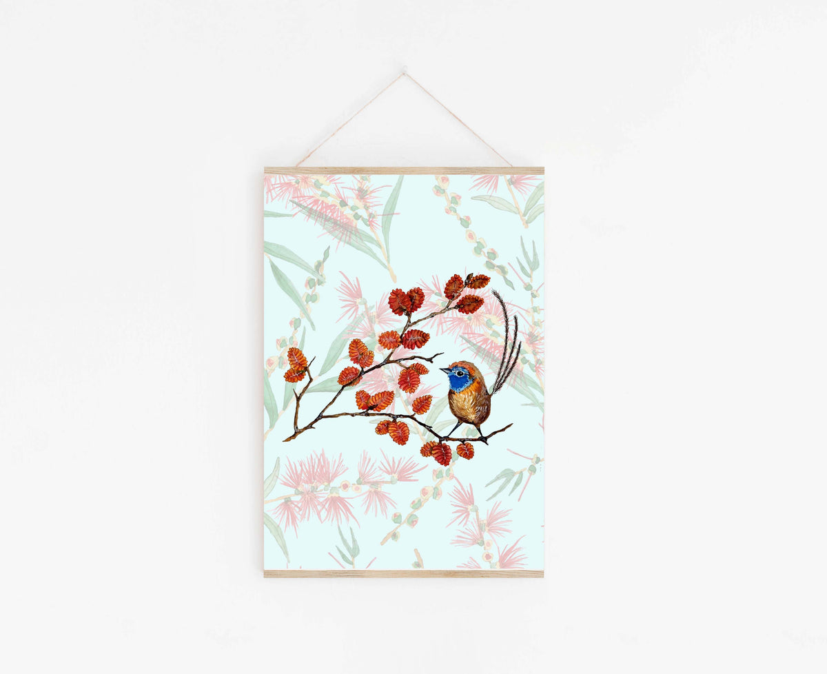 Art Print - Emu Wren and Nothofagus gunnii - Mini Print