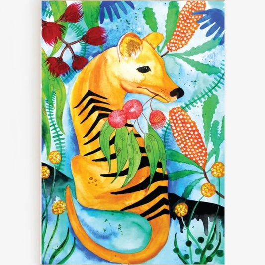 Tasmanian art print of colourful Tasmanian Tiger or Thylacine