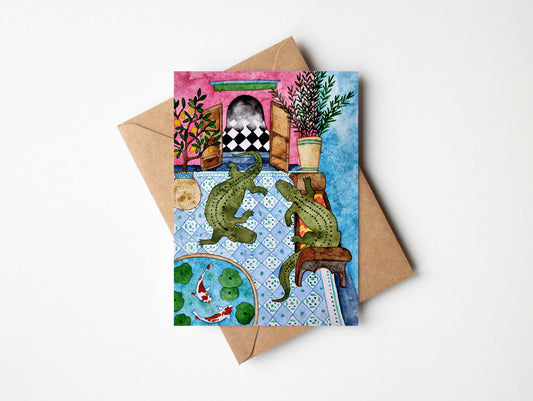 Greeting Card - Courtyard Crocodiles