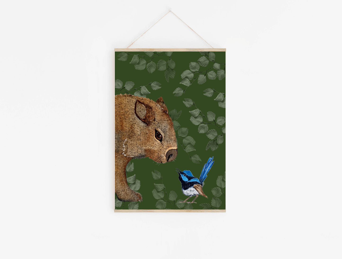 Art Print - Flora and Fauna - Wombat and Wren
