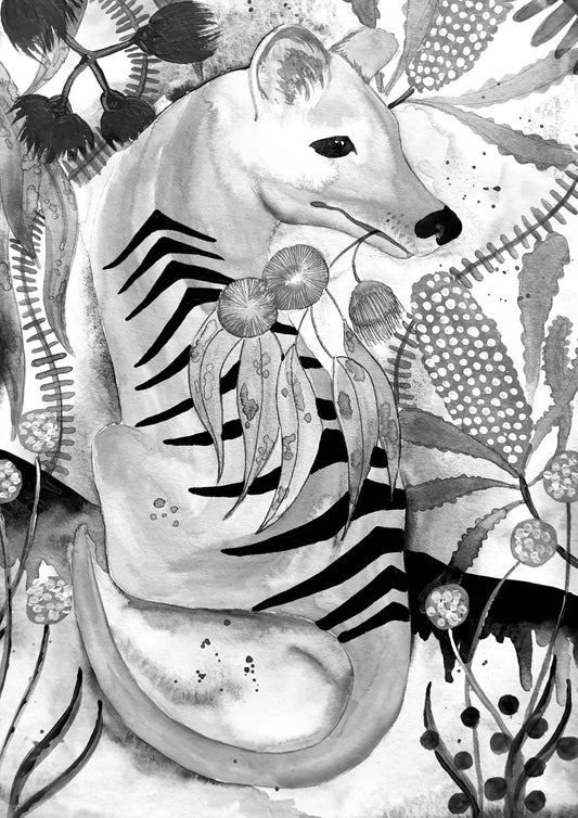 Tasmanian art print - Tasmanian Thylacine