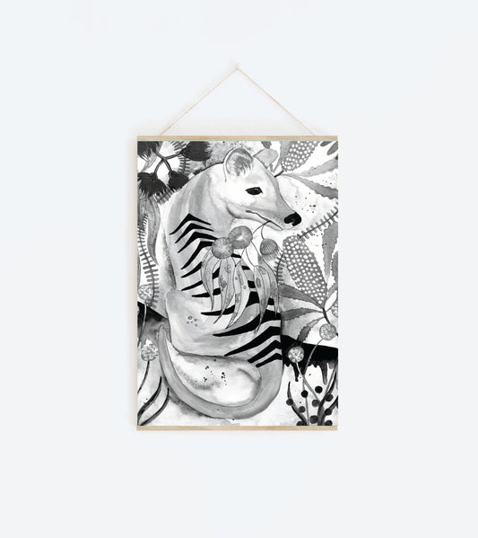 Art Print - Flora and Fauna - The Tasmanian Tiger "Tigress" Thylacine
