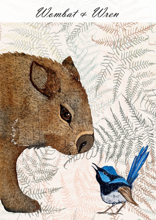 Postcard of Tasmania - Wombat & Wren