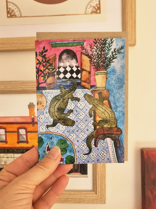 Greeting Card - Courtyard Crocodiles