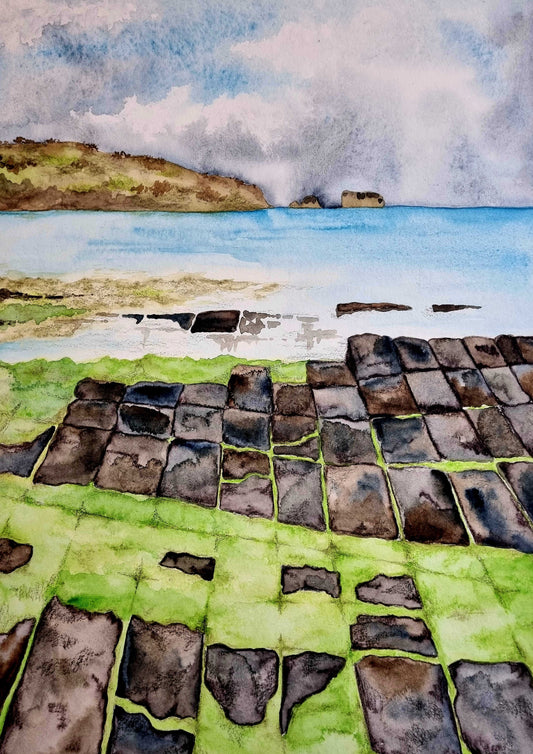 Tasmanian art print of tessallated pavement Eaglehawk Neck