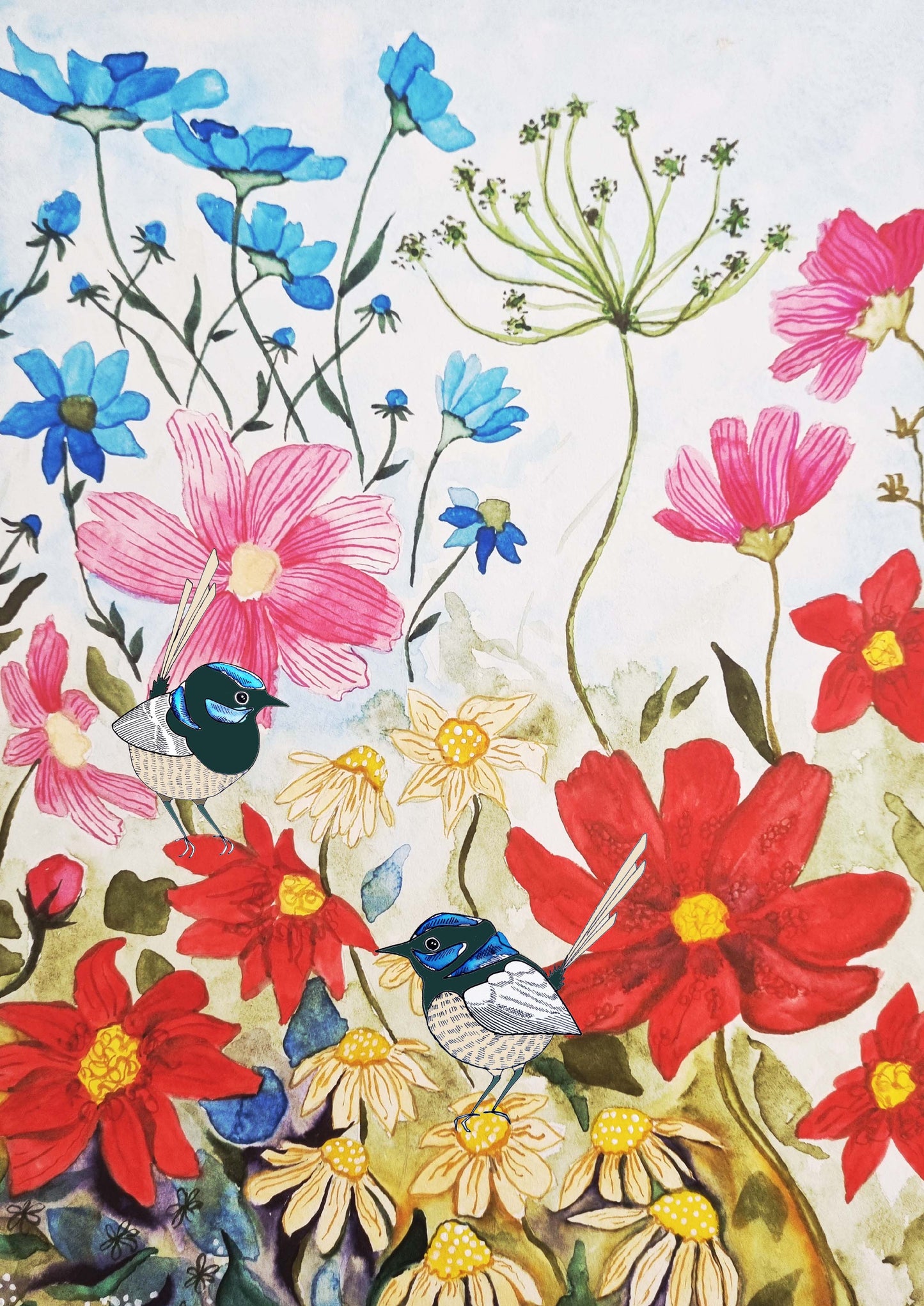 Art Print -  Garden Wrens