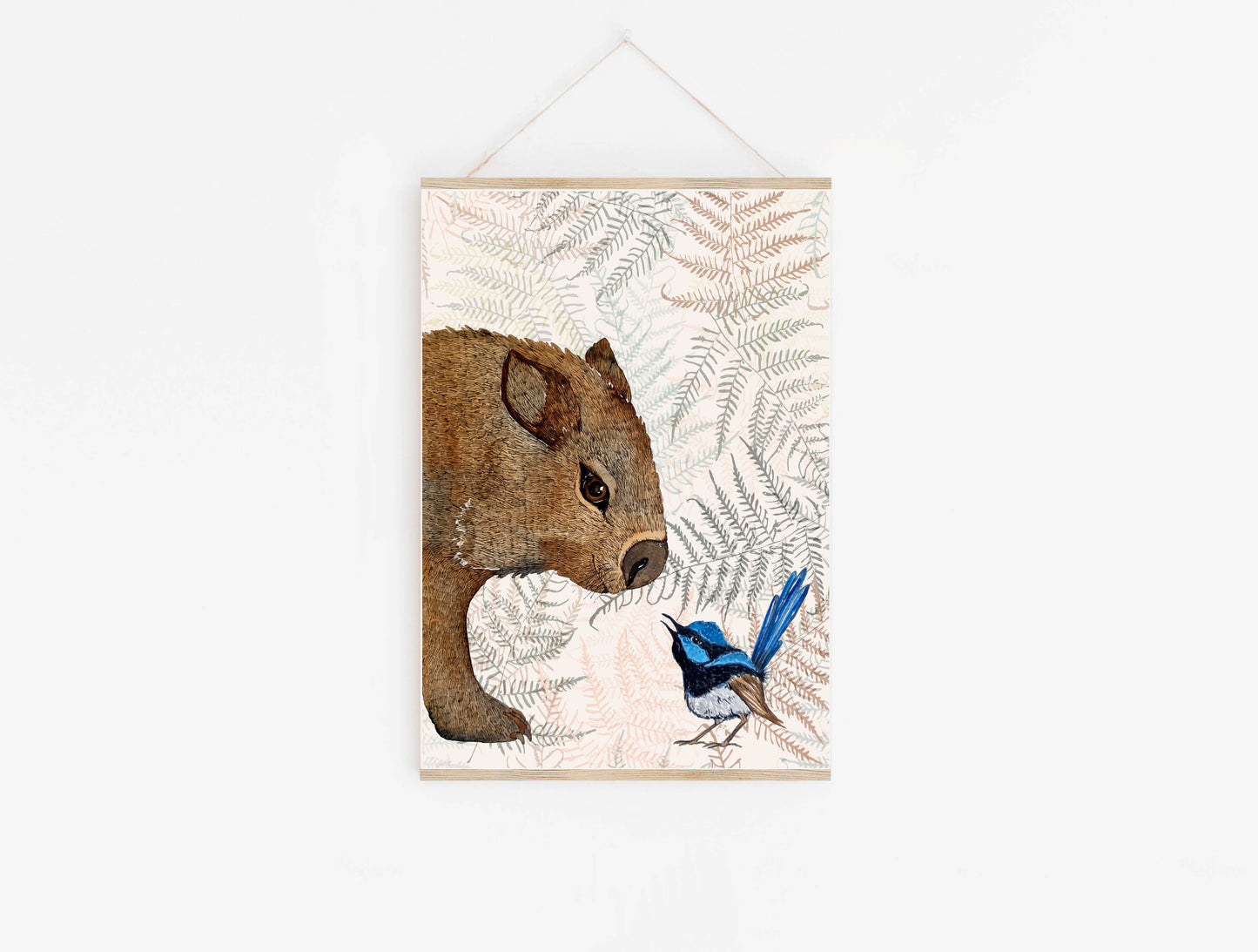 Art Print - Flora and Fauna - Wombat and Wren