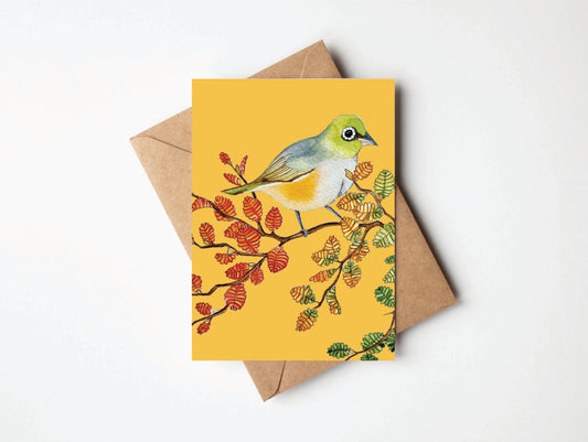 Greeting Card - Silver Eye & Nothofagus gunnii