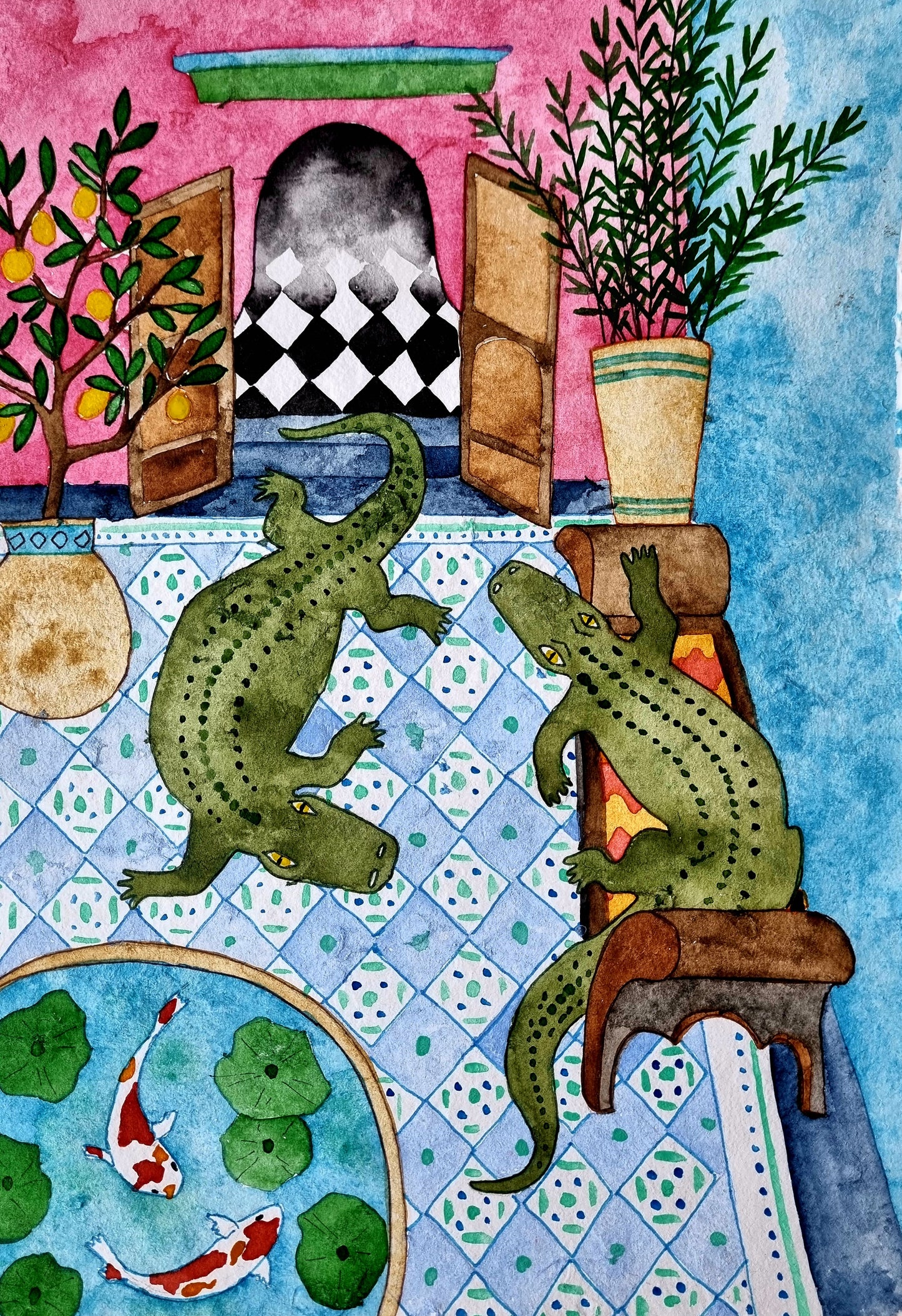 Greeting Card - Courtyard Crocodiles