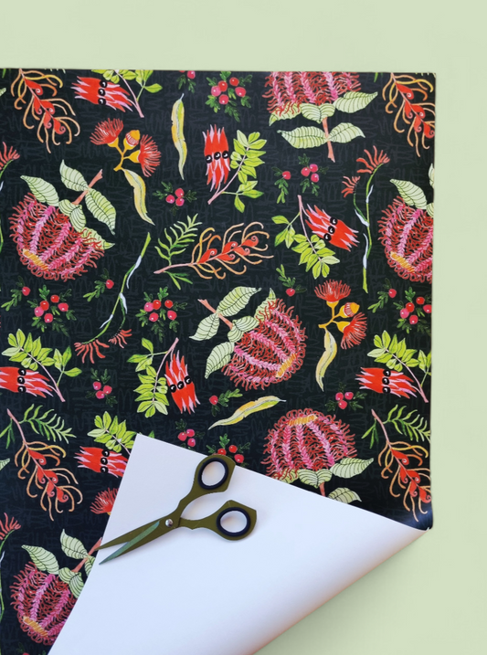 Wrapping Paper - Scarlet Botanical (Six Sheets)