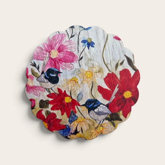 Wooden Coasters - Garden Wren