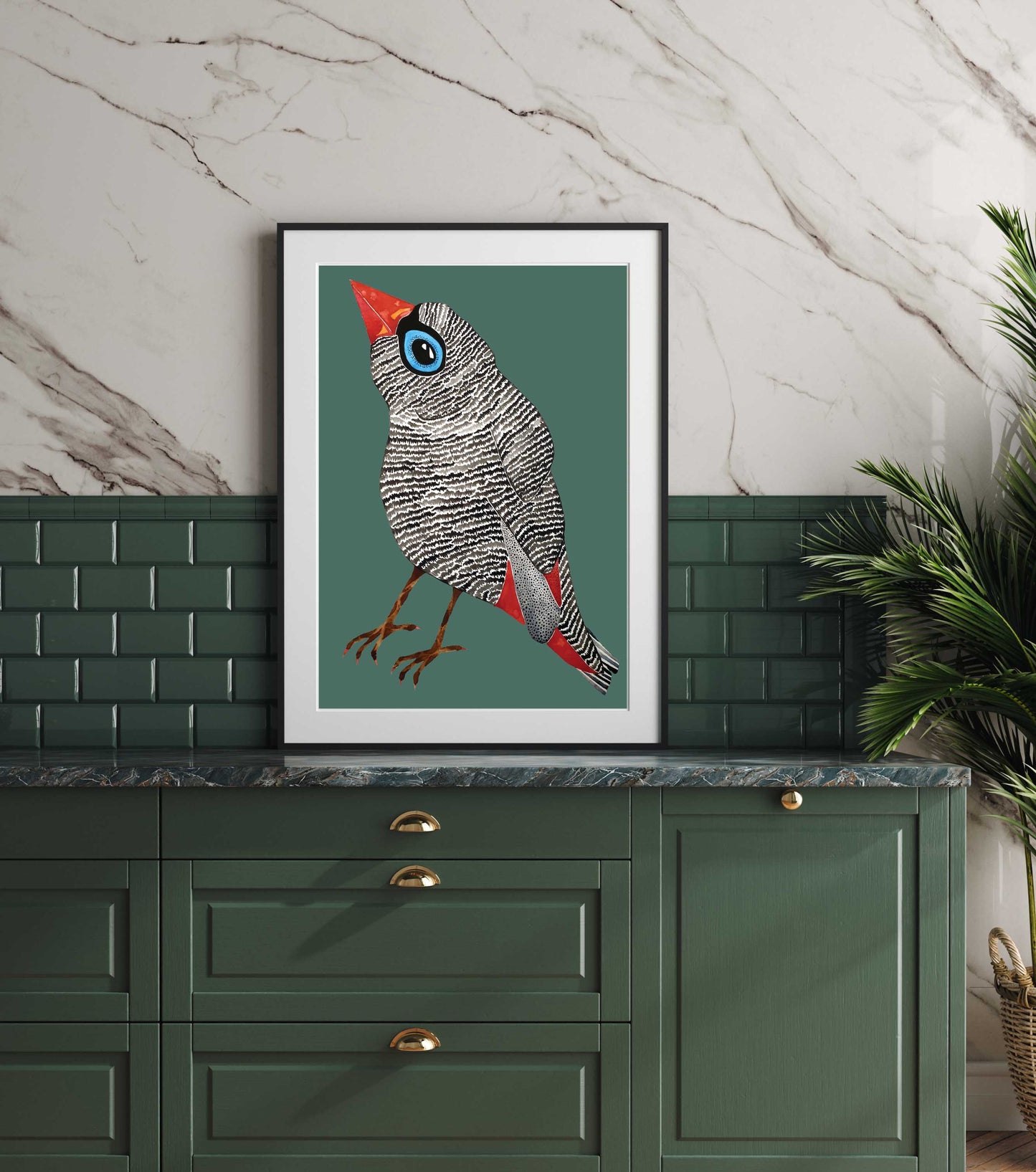 Art Print - Tasmanian Flora and Fauna - Franklyn the Firetail Finch